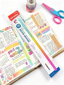 Regla y Cubo 2 en 1 de Colores, Herramienta de Dibujo Geométrico, Juego de Papelería para el Aprendizaje de Matemáticas, Suministros de Dibujo y Medición, Ayuda de Enseñanza de Matemáticas, Sólido Geométrico de Plástico Multifuncional - Multicolor - Ver 5