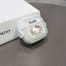 Sanrio Smiles Hello Kitty Peek Face AirPods Case Cute Transparent Shockproof Shell With Rotating Bracket Compatible With AirPods 1/2/3/4 And Pro/Pro 2 Nd Generation Suitable For New AirPods Pro 3 Stocking Stuffers The Girlfriend. - Sil - View 6