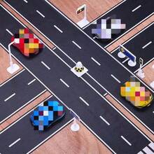 1/3Pcs Reusable Cartoon Road Track Stickers, Black Polyurethane Road Tape For Party Racing Decor, Pre-Pasted Glitter Finish Auto-Themed Decoration, Plastic Surface Friendly - Multicolor - View 3