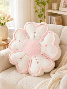 Flower Shaped Decorative Throw Pillow, Suitable For Bed And Sofa, Cute Flower Plush Throw Pillow, Home Decor Floor Pillow Cushion, Housewarming Gift - White Powder Core - View 1