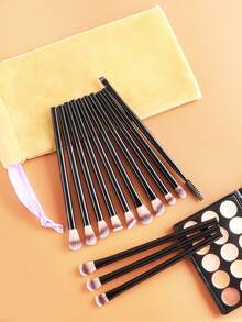 ronshadow Set Kuas Rias Mata Multifungsi 13 Buah, Berbagai Ukuran Kuas Perona Mata + Kuas Blending + Kuas Eyeliner Detail + Sisir Alis Dua Ujung dengan Tas Penyimpanan Beludru - MultiWarna - View 1