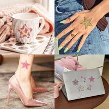 FTVLTAT Glitter Star Temporary Tattoo Stickers 20pcs/Pack, Waterproof Shiny Star Tattoos, Easy To Peel Long-Lasting Body Art, Colorful Glitter Star Pattern, Suitable For Birthday Party, Holiday, Cosplay, Daily Decoration - Multicolor - View 5