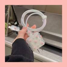 5 piezas Protector de cable de datos con forma de flor/cereza, carga rápida 20W para Apple 15 Pro Max, 14, 13, 12, 11, funda blanda, mejor opción para regalo de amigos - Rosa - Ver 6