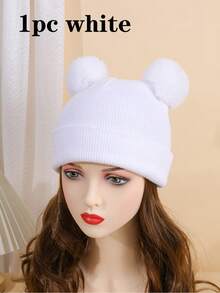 2pcs/1pc Men's Winter Black & White Knit Beanie - Warm Fashionable Solid Color Winter Hat, Suitable For Cold Winter Days, Versatile Autumn Accessory - Black and White - View 7