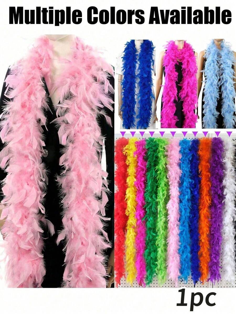 Feather Scarf, DIY Party Decoration, Colorful Feather Scarf, Scarf Decoration, Suitable For Birthday Party, Halloween, Christmas, Racing, Afternoon Tea, New Year's Eve, Concert, Home Decor, Dance Wedding, Stage Performance, Carnival Costume And Accessories, Party Supplies - Multicolor - View 1