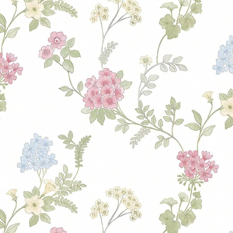 Pink Floral Self-Adhesive Peel And Stick Wallpaper, Removable Self-Adhesive Wallpaper For Modern Bedroom And Bathroom, Green Leaf Cabinet Sticker - 1PC - View 1