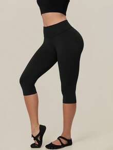 TimeOff Women's 1pc Solid Color Tummy Control Butt Lifting Slimming Sports Mid-Length Shorts - Black - View 6