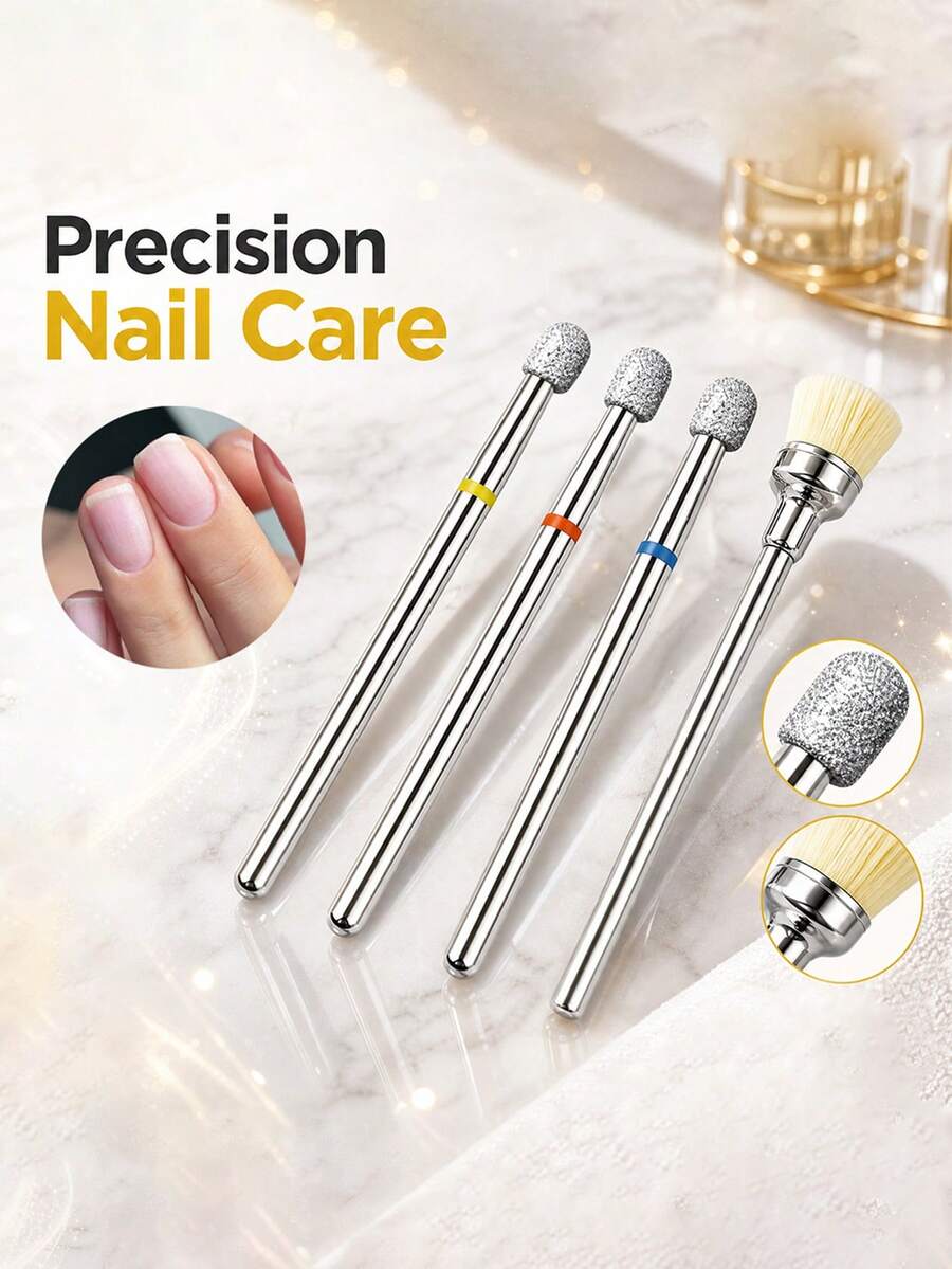 Mushroom-Shaped -Plated Rhinestone Nail Drill Bit-A Tool For Removing Cuticles - Multicolor - View 1
