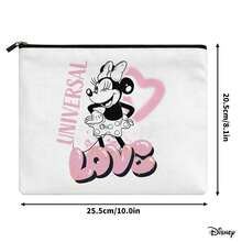 Disney Minnie Mouse Canvas Organizer Pouch, Chic Pink & Black Graffiti Style Design, Bag For Daily Toiletries & Makeup - 10 X 8.1 Inches - View 5