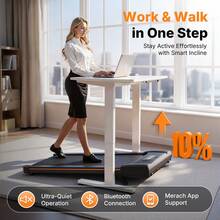 MERACH Walking Pad With Incline 10% Auto Treadmill For Home, 350lbs Capacity 3.0HP Super Quiet Brushless Walking Pads Under Desk, 16.5"X41.3" Mat Walk Pad With Remote & LED W50 Walking OAD - US A Type Plug(110-127V) - View 3