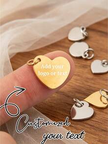 Personalized Laser Engraved Logo Tag, Customized Star/Heart Shaped Necklace Gold Plated Pendant, Jewelry Personalized Tag, Customized Tag With Jump Ring - Multicolor - View 1