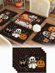 4pcs/1pc Halloween Skeleton Hand Shaped Creative Placemats -- Gothic Party Table Decor, Rustic Indoor Kitchen Table Decor, Suitable For Holiday Theme Parties, Gatherings, Autumn/Winter Table Decor - Multicolor - View 11