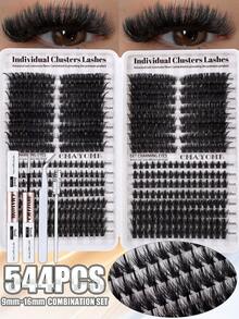 608/544 Pcs D-Curl Individual False Eyelashes, Large Capacity, Multi-Style Mixed In One Box, Long-Lasting Lash Book, Convenient To Carry, Natural And Long-Lasting Lashes Kit,Suitable For Everyday Wear, Weddings, Parties - Multicolor - View 3