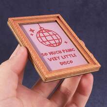1pc Pink Disco Fridge Magnet, Wooden Photo Frame Refrigerator Magnet, Home Decor, Fun Gift! - one-size - View 6