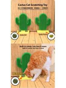 2pcs New Cat Toys Self-Amusing Cat Ball Cat Scratcher & Teaser Toy Pet Supplies/Cactus Cat Grooming Brush Corner Wall-Mounted Cat Massager & Face Rubbing Tool For Removing Floating Hair - Multicolor - View 5