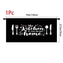 1pc, Home Decor, Kitchen Theme Pattern Printed Table Skirt, Kitchen Small Curtain, Kitchen Cabinet Cover Curtain, With Curtain Holes, Easy To Hang, Rectangular, Machine Woven, Machine Washable, Kitchen Decoration And Accessories, Perfect For Kitchen Cabinets And Home Decor - Multicolor - View 12