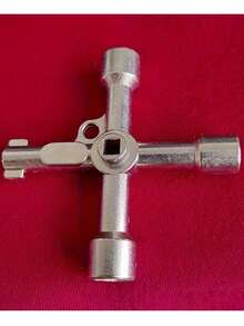 1pc 4-In-1 Multi-Function Key Wrench, Zinc Alloy Cross/Triangle/Hexagon Wrench, Universal Tool For Elevator, Electrical Cabinet, Water Meter Valve And Industrial Maintenance - A - View 5