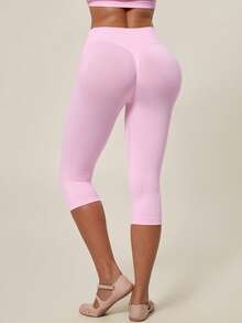 TimeOff Women's 1pc Solid Color Tummy Control Butt Lifting Slimming Sports Mid-Length Shorts - Pink - View 7