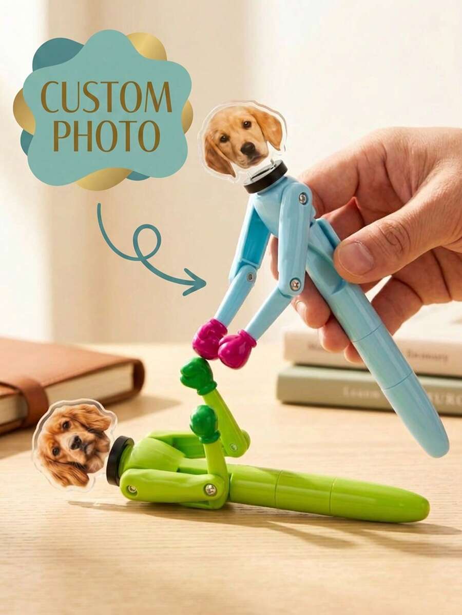 Customized Pet Photo Boxing Pen, Fun Stress-Relief Ballpoint Pen, Retractable Press, Macaron Color, Suitable For Students And Pet Lovers, Suitable For Daily Writing, Birthday, Christmas, Valentine's Day, Back To School Gifts - Multicolor - View 1