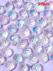10 pièces de perles de cristal de verre facetté brillant de 10 mm x 8 mm en forme de fraise pour bracelet, boucle d'oreille, accessoires de DIY en cristal - cristal - Voir 11