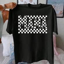 Cotton Funny R Checkered Mama Vintage Mom Mother's Day T-Shirt - 黑色 - 查看 1