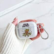 Funda para AirPods Marvel Guardians Of The Galaxy Baby Groot "Save The World" Transparente a Prueba de Golpes con Llavero Compatible con AirPods 1/2/3/4 y Pro/Pro 2ª Generación Apta para Nuevos AirPods Pro 3 Rellenos de Calcetín para la Novia - Transparente - Ver 3