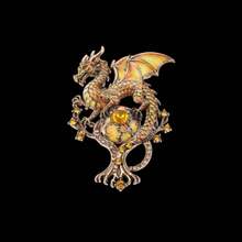 1/5 Vintage Enamel Dragon Brooch With Rhinestones, Flying Dragon Alloy Pin, Personalized Suit Coat Accessory - Style - View 9