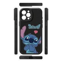 Miniso Cute And Stylish Disney Stitch Cartoon Phone Case For Girls, Compatible With IPhone 17/17 Pro Max/16/17 Pro/15/14/16 Plus/17 Air/IP 13/15 Pro/12 Mini/11/15 Plus. Drop-Proof And Scratch-Resistant, Compatible With Apple Devices. - Black - View 3