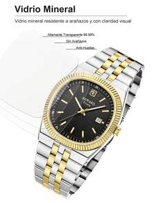 REWARD Men's Quartz Watch Business Fashion Style Calendar Display Luminous Hands Multifunction Wristwatch High Quality Gift Classic Design Stainless Steel Strap - Multicolor - View 6