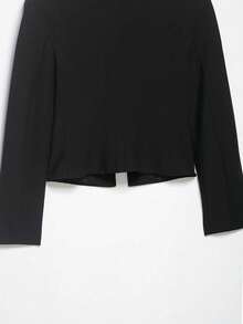 THREADLY Spring/Autumn New Women's New Chinese Style Button Up Collar Long Sleeve Padded Shoulder Slim Fit Blazer Jacket Black - Black - View 5