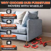5pcs Heavy Duty Moving Set: Furniture Lifter, Slider Set And Jack, Rolling Tool For Easy Lifting, Essential For Moving Large Items, Space-Saving Sofa Relocation Design - A - View 1