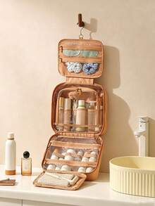 Hanging Dry & Wet Separation Toiletry & Makeup Bag, Multi-Compartment Large Capacity Portable Handheld Organizer For Business Travel, Hotel & Bathroom Cosmetics And Toiletries - Multicolor - View 6