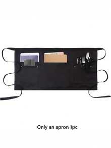 一件装服务员围裙，带5个口袋，适合服务员穿着，也适合家务、清洁等工作，可用作防护服，带铆钉扣，男女通用，适用于咖啡馆、餐厅、厨房和家庭使用。 - 多色 - 查看 12