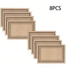 Multi-Pack Linen-Style Placemats With Classic Border Designs. 100% Polyester, Non-Slip, Heat-Resistant, Easy To Clean. Neutral Tone, Perfect For Everyday Meals And Home Decor. - Multicolor - View 17