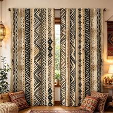 2PCS Bohemian Curtains, Pole Pocket Design, Privacy Protection, Including Vertical Stripes And Geometric Patterns, Suitable For Bedrooms/Living Rooms, Machine Washable, Suitable For All Seasons, Versatile Decorative Curtains - Multicolor - View 6