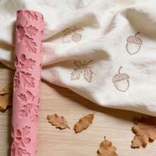 Oak Tree Acorn & Branch Pattern Clay Relief Texture Roller – DIY Pottery Craft Rolling Pin Tool For Polymer Clay, Ceramic Art, Fondant, Cookie Dough, Soft Clay Embossing,Deep Impression, Easy Clean – Ideal For Beginners & Professional Potters - Oak Branches Pink - View 4