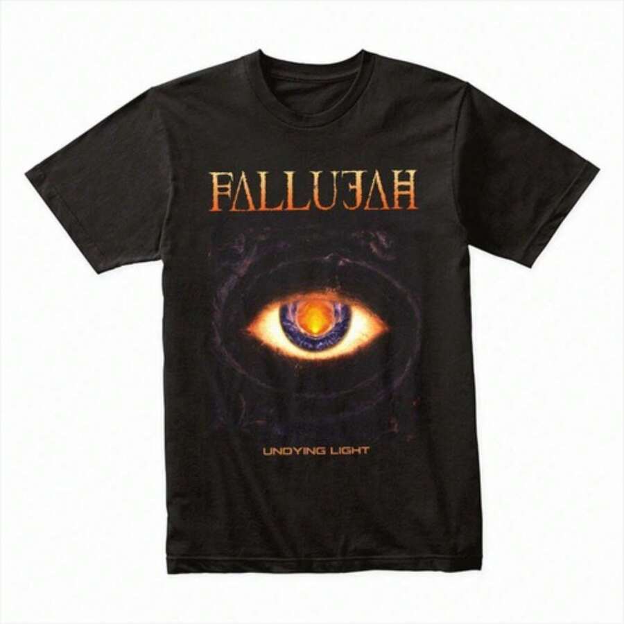 Unisex Short Sleeve T-Shirt Fallujah Undying Light Album Print Crew Neck Men Women Progressive Death Metal Fan Summer Tops, Retro Loose-Fit T-Shirt - 後3 - 查看 1