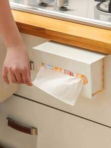 1/2pcs Under Cabinet Paper Towel Holder, Space-Saving Inverted Metal Rack. Moisture-Proof One-Hand Tear Design, Damage-Free Self-Adhesive Installation For Renters. Minimalist Storage, Suitable For Kitchen, Bathroom And Office, Sturdy And Rust-Proof, Frees Up Countertop Space. - Multicolor - View 7