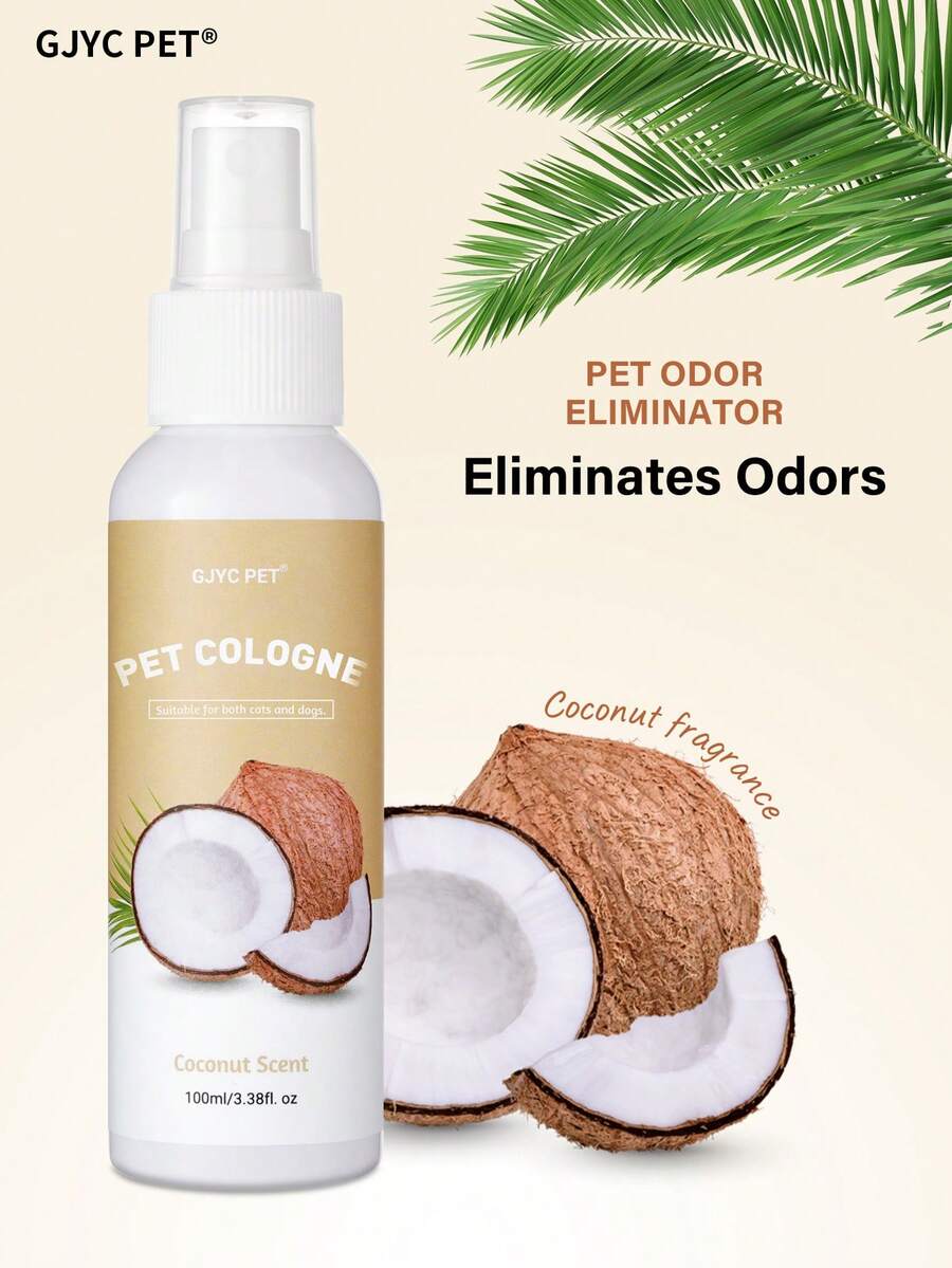 GJYC PET 3.38 Fl Oz Pet Deodorizing Spray, Suitable For Dogs And Cats, Coconut Scent Long-Lasting Freshness, Quickly Controls And Neutralizes Urine, Feces And Other Strong Pet Odors - Brown - View 1