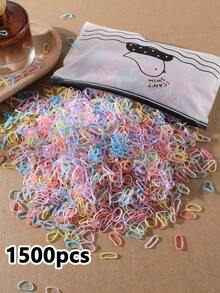 1500 Stück Mädchen Mini-Größe 0,47 Zoll Durchmesser Einweg-Gummiband-Haargummis Pferdeschwanz-Halteklammern Haaraccessoires geeignet für den täglichen Gebrauch - Verschiedenfarbig - Übersicht 1