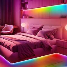 AOEVK LED燈條 WS2812B RGB + IC 每米 144 顆 LED 個別可定址 5V USB 電視同步追色燈，適用室內、節日、牆面裝飾、萬聖節、聖誕節 - WS2812B BLACK Three-Key Controller - 查看 7