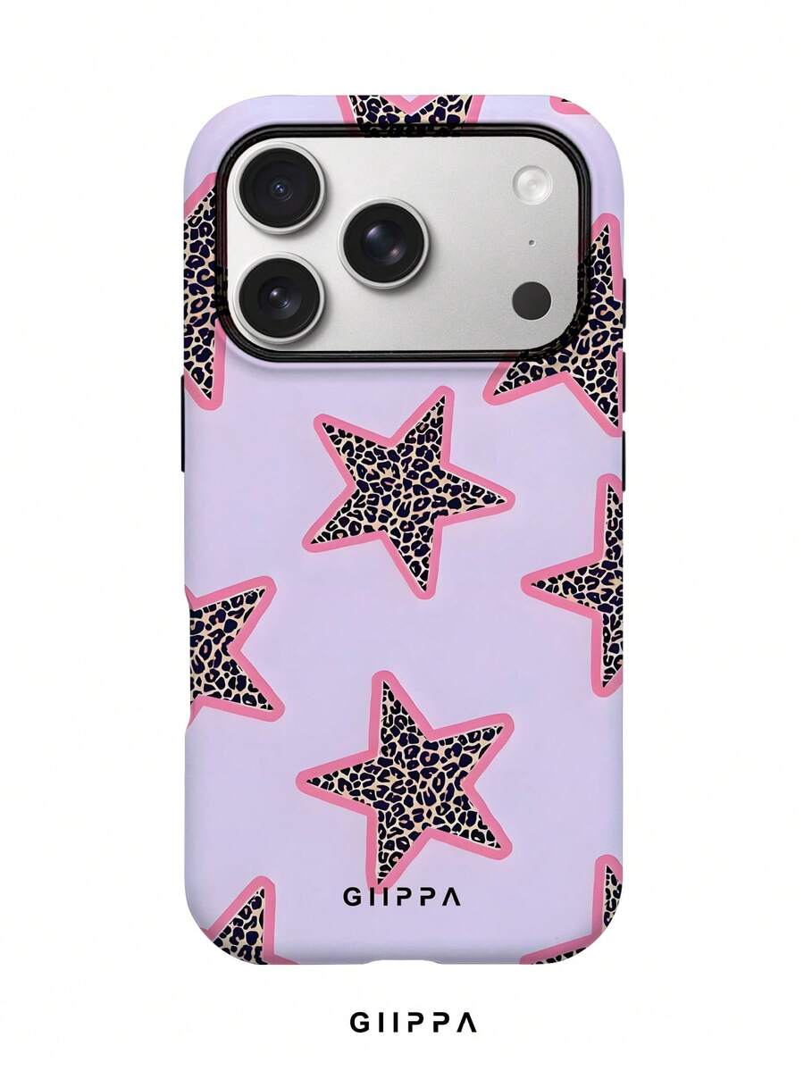 GIIPPA 1 pièce Étui de téléphone avec base violet clair et motif d'étoile imprimé léopard, Étui de téléphone 17 Pro Max, compatible avec Phone 16 Pro Max, 15 Pro Max, 14 Pro Max, Étui de téléphone de style coréen haut de gamme et amusant, compatible avec 11/12/13/14/15/16 Pro Max Plus, Design élégant convenant aux hommes et aux femmes, Cadeau parfait pour la petite amie à Noël, la Saint-Valentin, Pâques, la saison des mariages et l'anniversaire ! - Parme - Voir 1
