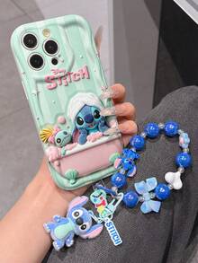 Disney Has Authorized, Phone Case - Chain Set, The Stitch Lilo & Stitch 3D Phone Case Plus A Silicone 3D Stitch Bracelet With Metallic Ring Removable Bracelet, Stitch And Angel Pattern, Compatible With Iphone17/16/15/14/13/12/11/XS/XR/X Plus Pro Max, A Stylish Cartoon Phone Case, The Perfect Gift Choice, Phone Protection, Durable Phone Cover, Great Gift For Friends And Family. - 白色 - 查看 4