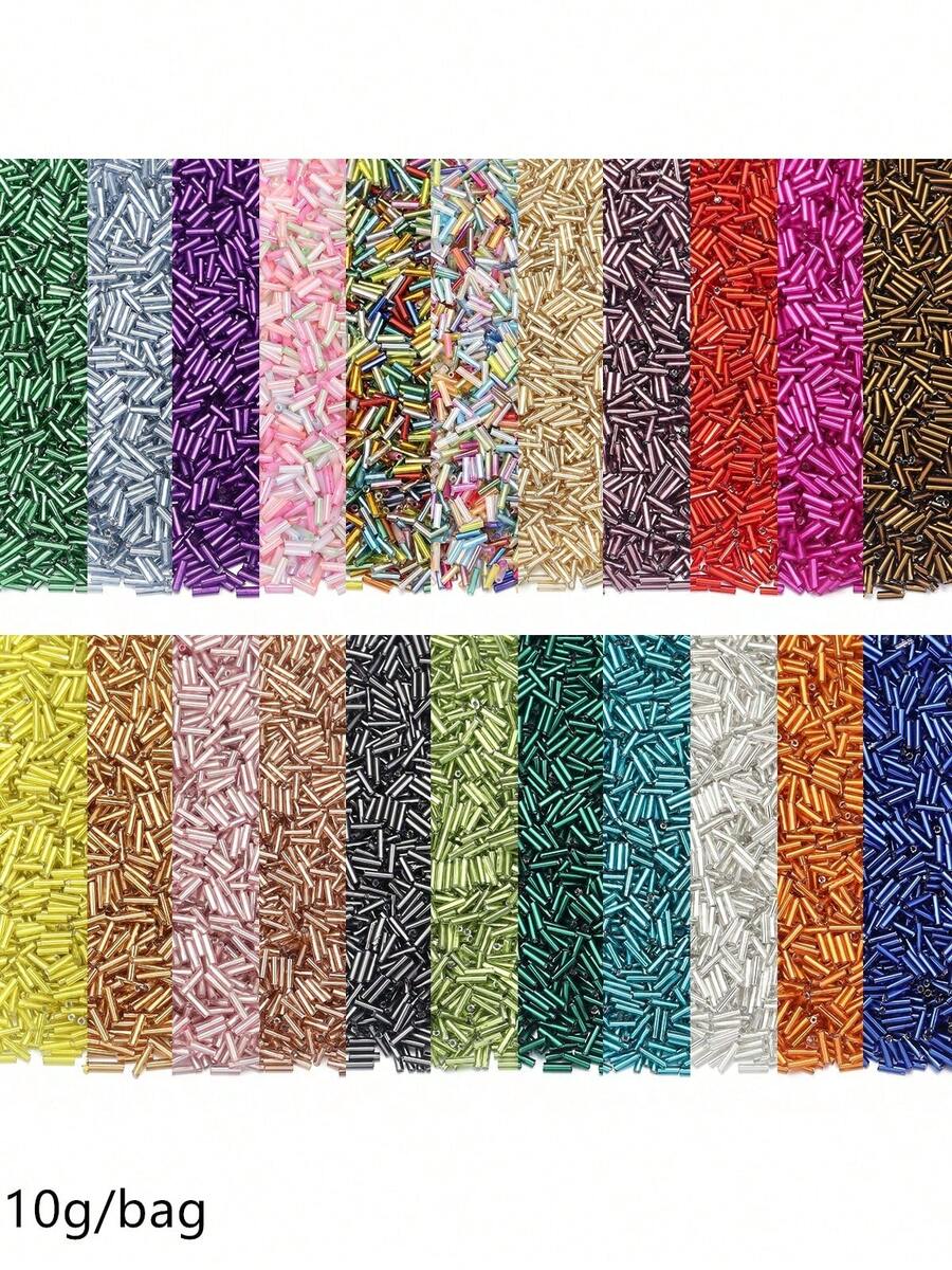 10g/Pack 6mm Long Glass Seed Beads, Elegant Fashion Bracelet, Phone Strap, Hair Accessory DIY Loose Beads