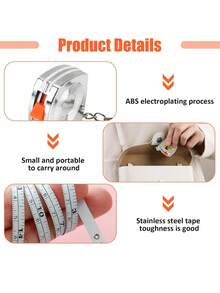 Cinta métrica portátil de acero con llavero, mini regla para proyectos DIY, oficina, carpintería, cinta métrica de 1m, pequeña regla colgante, llavero para coche - Multicolor - Ver 9