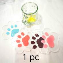 1 Set Cat Paw Design PET Anti-Slip Coasters, Home Kitchen Decor Accessories, Cute Affordable Small Items, Suitable For Various Holiday Parties, Wedding Accessories, Thanksgiving, Back To School Decor Gifts - Multicolor - View 9