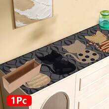 1 pieza, Decoración del hogar, Estampado de patrón de gato, Alfombra de cocina de lino, Tapete de cocina, Tapete de piso, Tapete de baño, Tapete de puerta, Impresión 3D rectangular, Adecuado para sala de estar, dormitorio, pasillo, baño, lavandería - Alfombra de poliéster, Adecuado para decoración del hogar interior y exterior - Multicolor - Ver 13