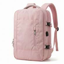 LUMSUME Unisex 15.6-17.3 Laptop Backpack, Expandable Carry On W/USB Port, Anti-Theft Pocket & Multi-Compartment For Business Travel College Daily Use - 粉色 - 查看 3