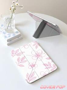Pink Floral Pattern Protective Case, Compatible With IPad Air 4/5 10.9 Inch, 7/8/9 10.2 Inch, (A16) 11 Inch (11th Gen, 2025 Model), Built-In Apple Pencil Slot, Compatible With Samsung Galaxy Tab A9 11 Inch, Tab A9 8.7 Inch, Cute Style, Suitable For Back To School, Valentine's Day, Summer Pattern - Multicolor - View 3