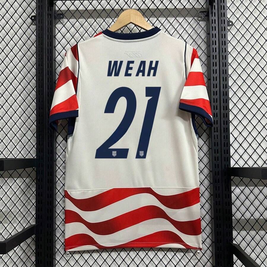 Camiseta de la Selección Nacional de EE. UU. para la Copa del Mundo 2026, Manga Corta, Edición para Aficionados y Jugadores de Fútbol - Estadio local n.° 21 - Ver 1